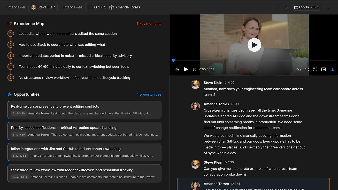 Product screenshot — Customer synthesis